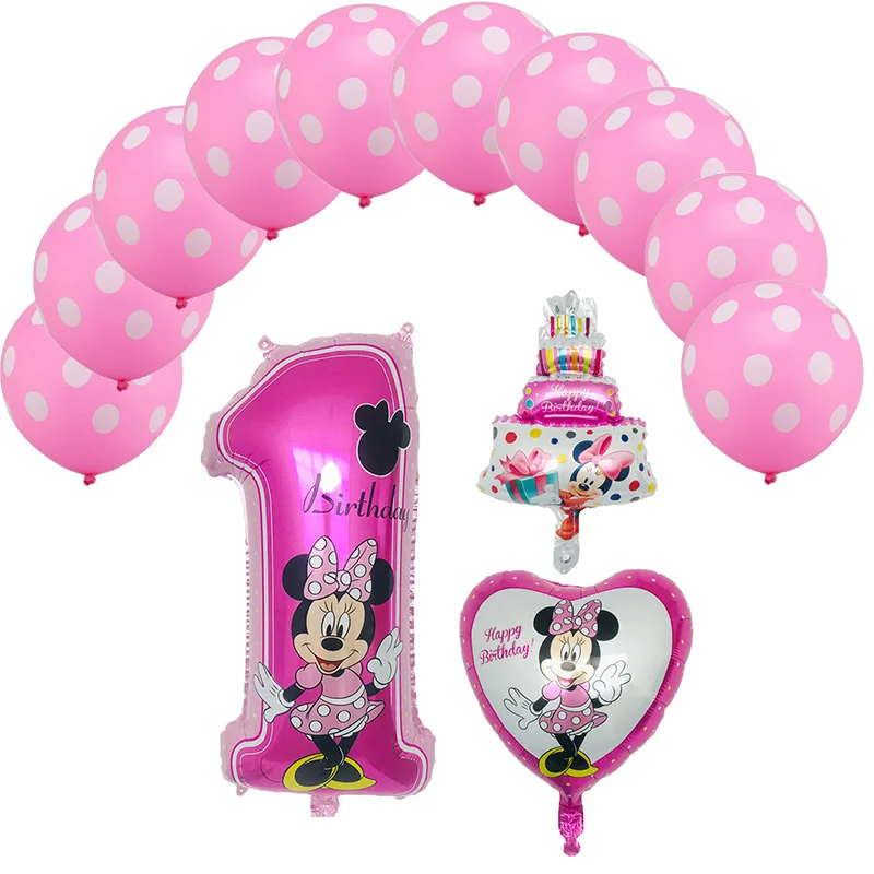 pink-13pcs 13 шт. Микки Мышь тема вечерние Микки и Минни Маус серии комплект шаров globos День Святого Валентина день детей день рождения вечерние украшения Дети воздушные шары - Цвет: pink-13pcs