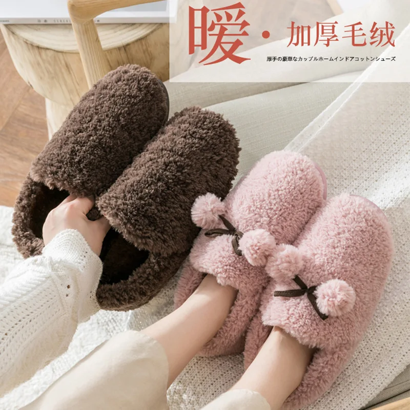 

2019 New Style Cotton Slippers WOMEN'S Bag Root Winter COUPLE'S Plush Thick Outer Wear Cotton-padded Shoes