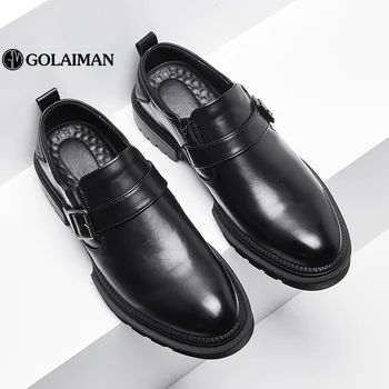 

GOLAIMAN 2020 Men Dress Shoes Business Handmade Party Leather Wedding Shoes Men Leather Oxfords Formal Shoes Fashion