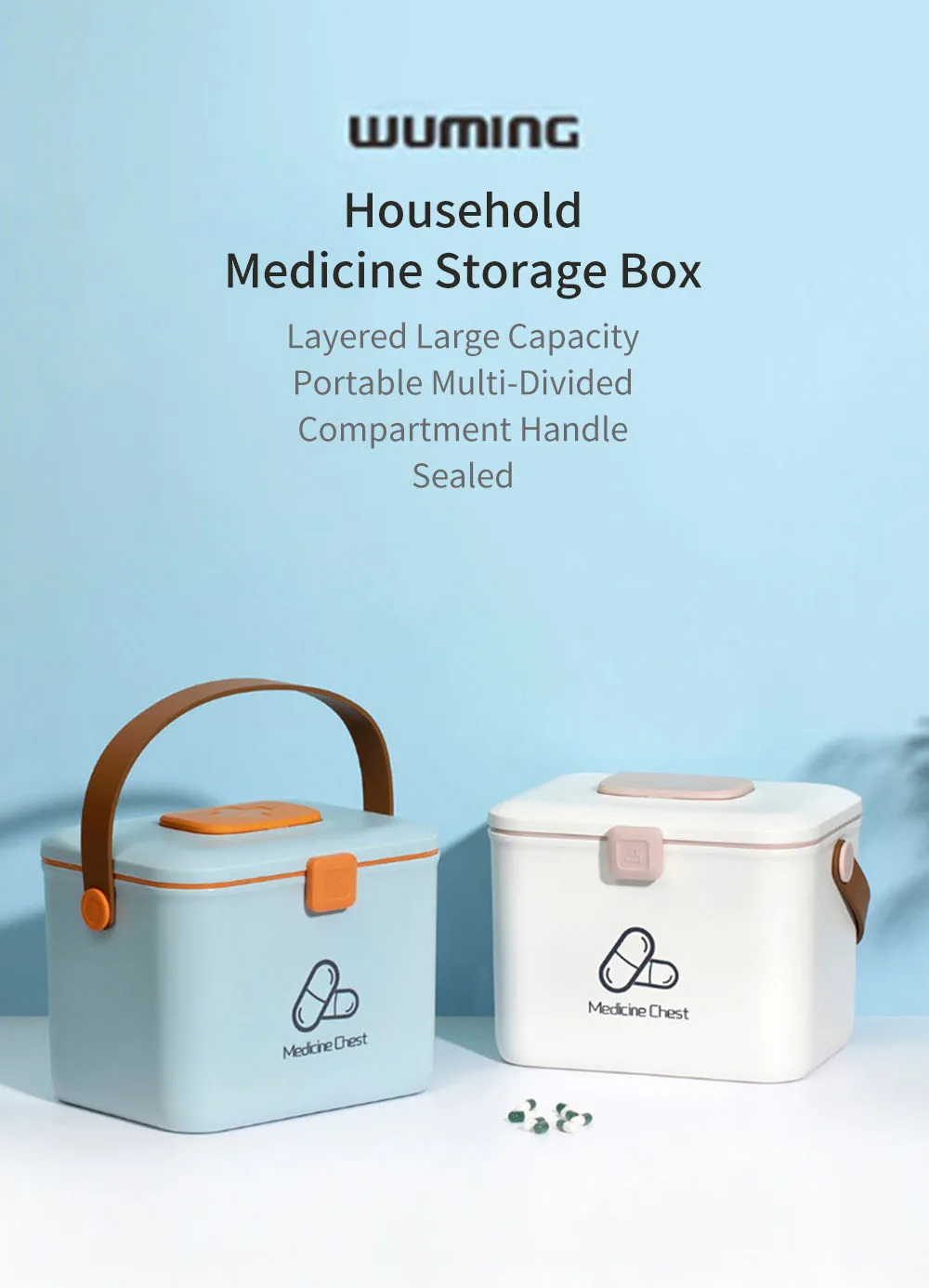 Home Medicine Storage Box First Aid Box Layered Large Capacity Portable Bag Multi-Divided Compartment Well Sealed Pill Cases
