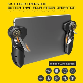 

New AKpad6K 2pcs 6 Fingers Tablet Shooting Gaming Button Triggers Gamepad for Ipad Controller PUBG Game Controller Joystick