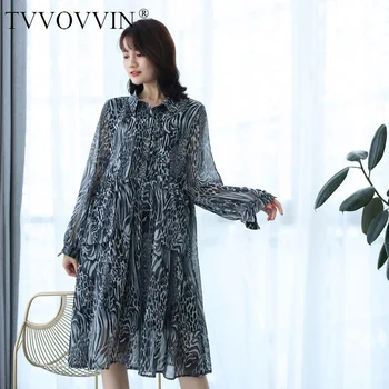 

Korea Lapel Print A-line Leopard Dress Women 2020 New Spring Casual Loose Big Size Chiffon Mid-length Popular Dress Tide PC892