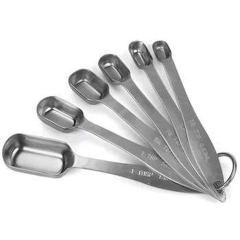 

Stainless steel measuring spoon set of six baking tools with scale measuring square seasoning spoon
