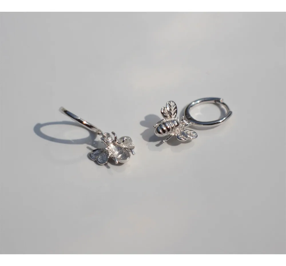 925 sterling silver earring fashion cute Insect bee drop short earring Personality wild trend female girl silver ear jewelry