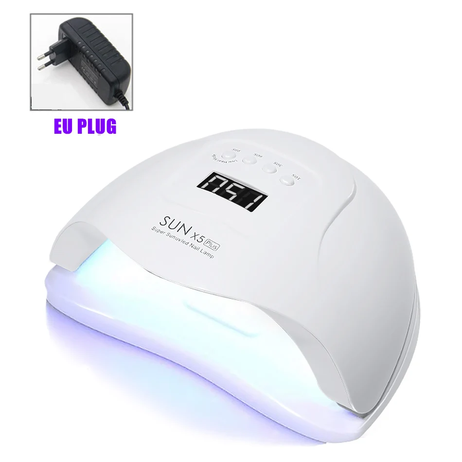 White (EU Plug) SUN X5 Plus УФ светодиодный Сушилка для ногтей 80 Вт Гель-лак отверждаемая лампа с нижним таймером ЖК-дисплей быстросохнущая лампа для ногтей маникюрные инструменты - Цвет: White (EU Plug)