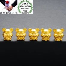 OMHXFC ювелирные изделия оптом PN383 Европейская мода горячая женщина мужчина Вечеринка День рождения Свадьба подарок сердце монета крыса 24KT золотой кулон Шарм