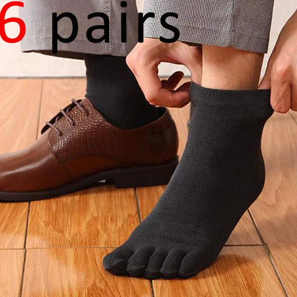 VERIDICAL, деловые носки с пятью пальцами, мужские носки с пальцами, 5 натуральных цветов, хлопковые носки, тапочки, носки по щиколотку, весна-осень, 6 пар/партия - Цвет: 2