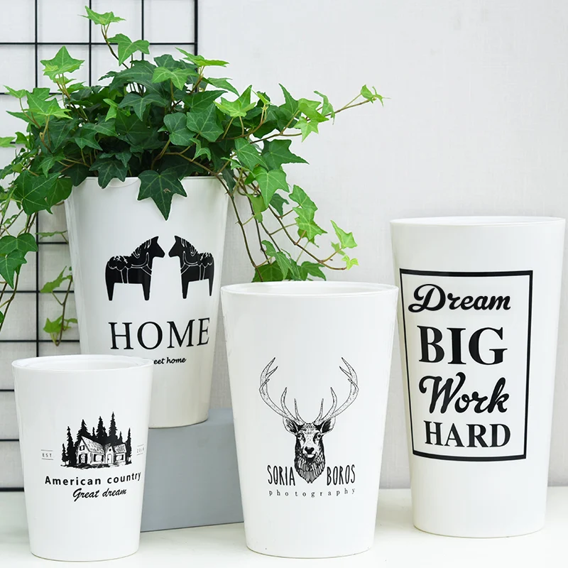 

Nordic Style Pattern High Barrel Landing Lazy Automatic Water Absorption Flowerpot