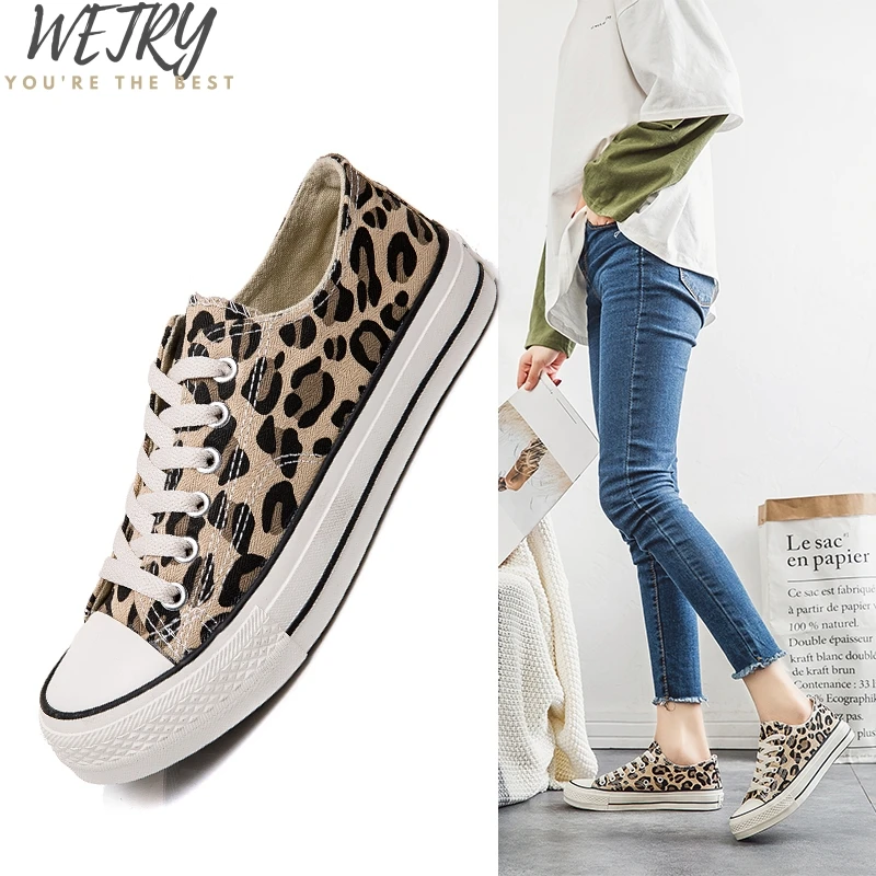 

Women Flats Leopard Lace up Comfort Shoes Ladies Canvas Vulcanized Shoes Female Sneakers Fashion Casual Platform Shoes New