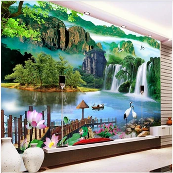 

Custom wallpapers 3d murals wallpaper for living room Landscape waterfall wallpaers decorative painting TV background wall