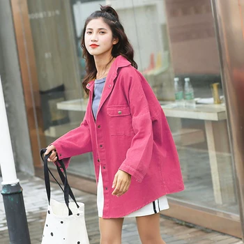 

2020 Spring Oversized Denim Jacket Female Korean Loose Jeans Coat Autumn Yellow Jean Jacket Coats and Jackets Women