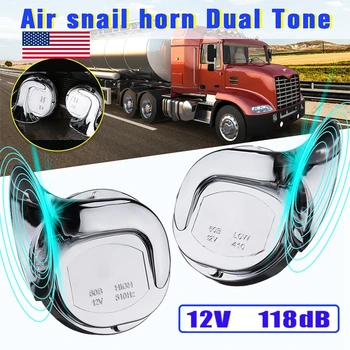 

Pair 12V 110dB Universal Chrome Dual Tone Air Snail Horn For Car Van Motorcycle