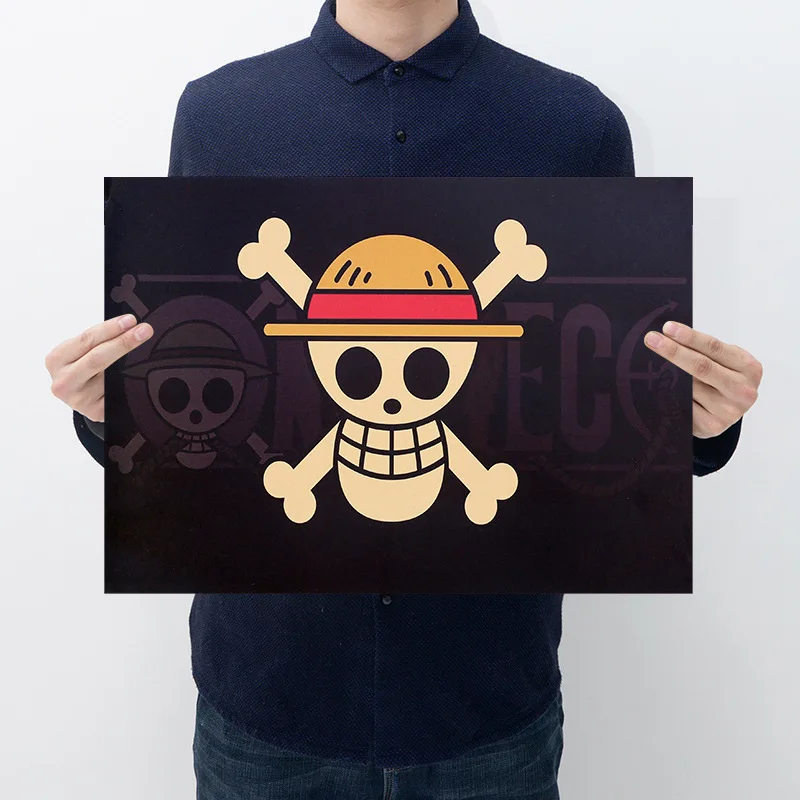 

Room Decoration Anime One Piece Pirate Flag Poster Retro Kraft Poster Wall Sticker Bar Cafe Decoration Painting Home Supplies