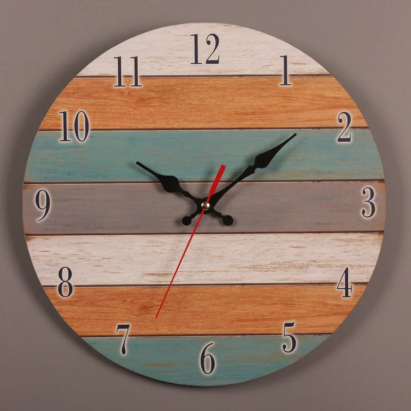 Настенные часы современный дизайн механизм винтажные цифровые Металлические европейские деревянные римские ремесленные настенные часы для гостиной декоративный подарок - Цвет: C