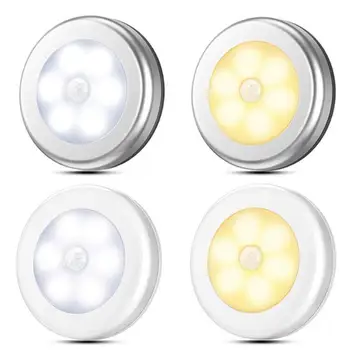 

6 Led Lamp Head Infrared Pir Motion Sensor Induction Cabinet Wireless Detector Wall Night Light Auto On/off Closet Battery Power