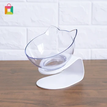 

15 degrees environmentally friendly transparent non-slip bowl bowl with standing stand for pet cats water bowl dog feeder Cozy