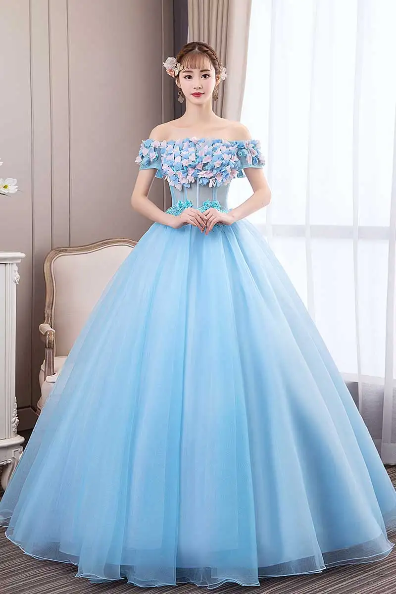 Robe De Soiree Новое Элегантное бальное платье с коротким рукавом и открытыми плечами, классическое цветочное бальное платье Бальные платья