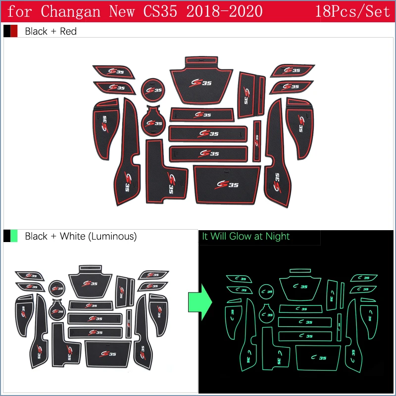 Противоскользящими резиновыми затворный слот подставка под кружку, для Changan новая CS35 Салонные подложки чашки подушки автомобильные аксессуары 18 шт./компл