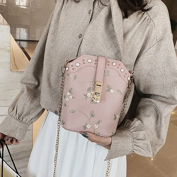 

Summer Beach Lace Embroid Bucket Bag Women Handbags Lady Big capacity PU leather Messenger Bags Travel Casual Totes