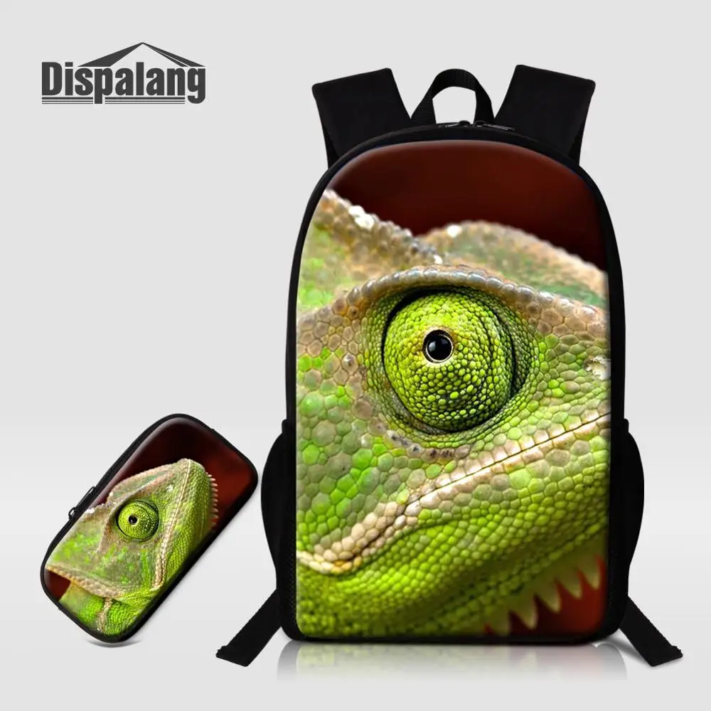 2 PCS Set31 Школьный рюкзак с 3D принтом в виде ящерицы; комплект из 2 предметов; школьный рюкзак; чехол-карандаш для мальчиков; Детский рюкзак на заказ; рюкзак для детей младшего возраста - Цвет: 2 PCS Set31