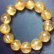 Браслет с натуральным кварцем, золотым кристаллом, титановым жемчугом, 18 мм,, ювелирные изделия, браслеты с кристаллами