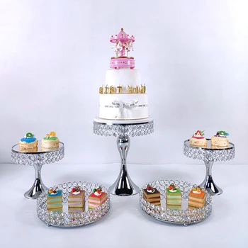 

cake stand Wedding Plates Set Metal Round Party Dessert Crystals Cake Stand Cupcake Stand Cake Decorating Supplies 2020