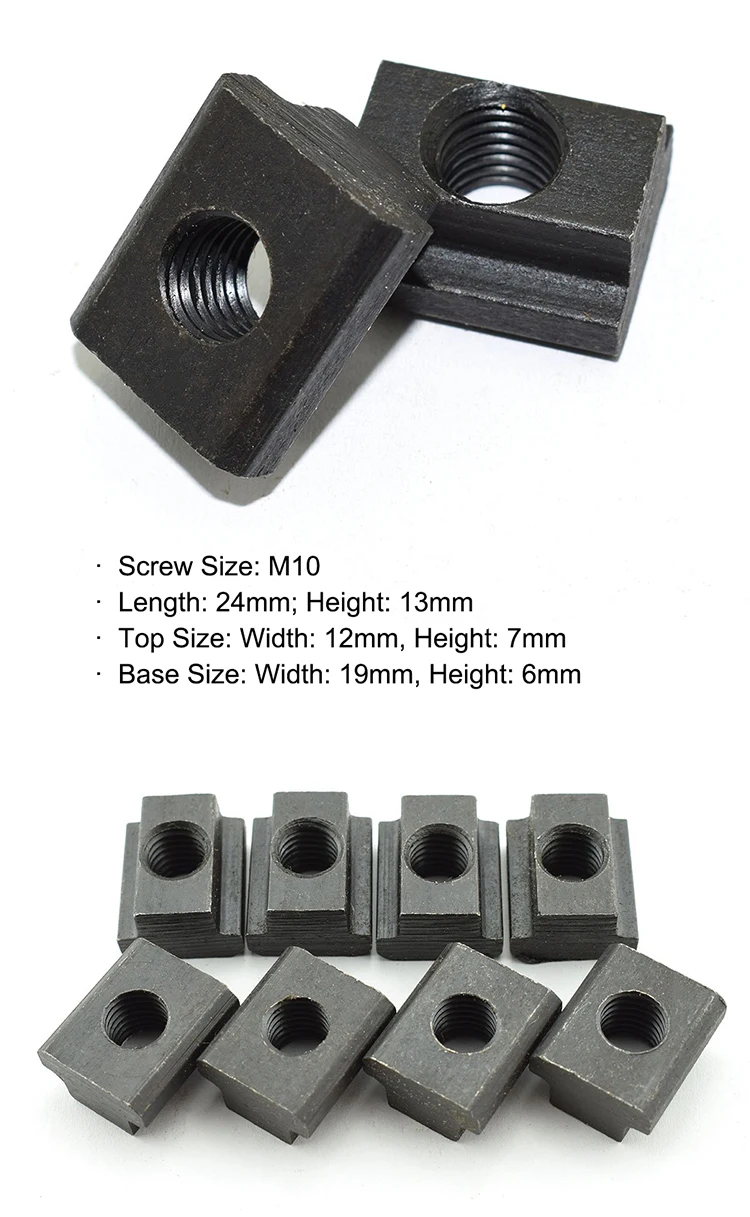 2 шт. Т-образные гайки M10 гайки для зажимного столика фрезерование пазов T раздвижные гайки блок слот машина инструмент M10 винт черный