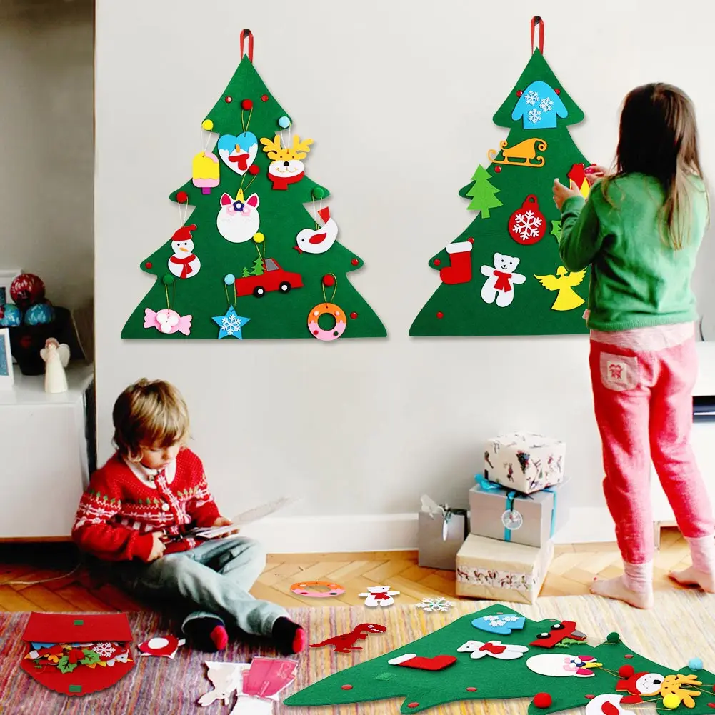 OurWarm DIY Felt Christmas Tree Advent Calendars Xmas Hanging Ornaments Home Decor Happy New Year Children Christmas Gift