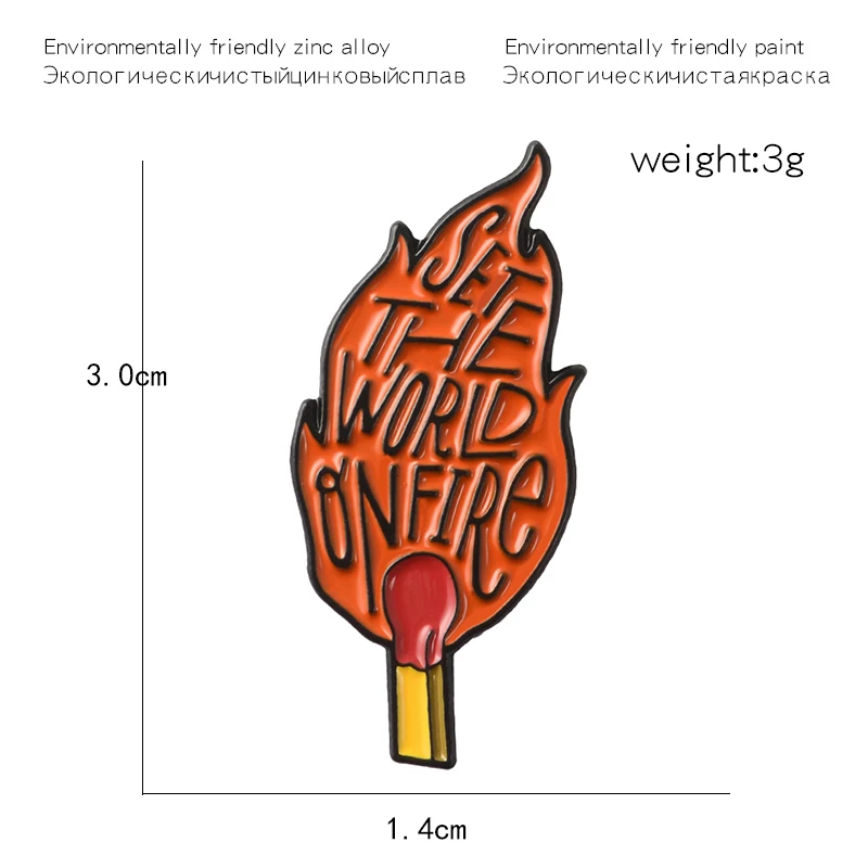 Модные классные спички брошь набор мир на огне спички пламя жесткие эмалевые штифты Броши Нагрудный значок для женщин Подарочные сувениры