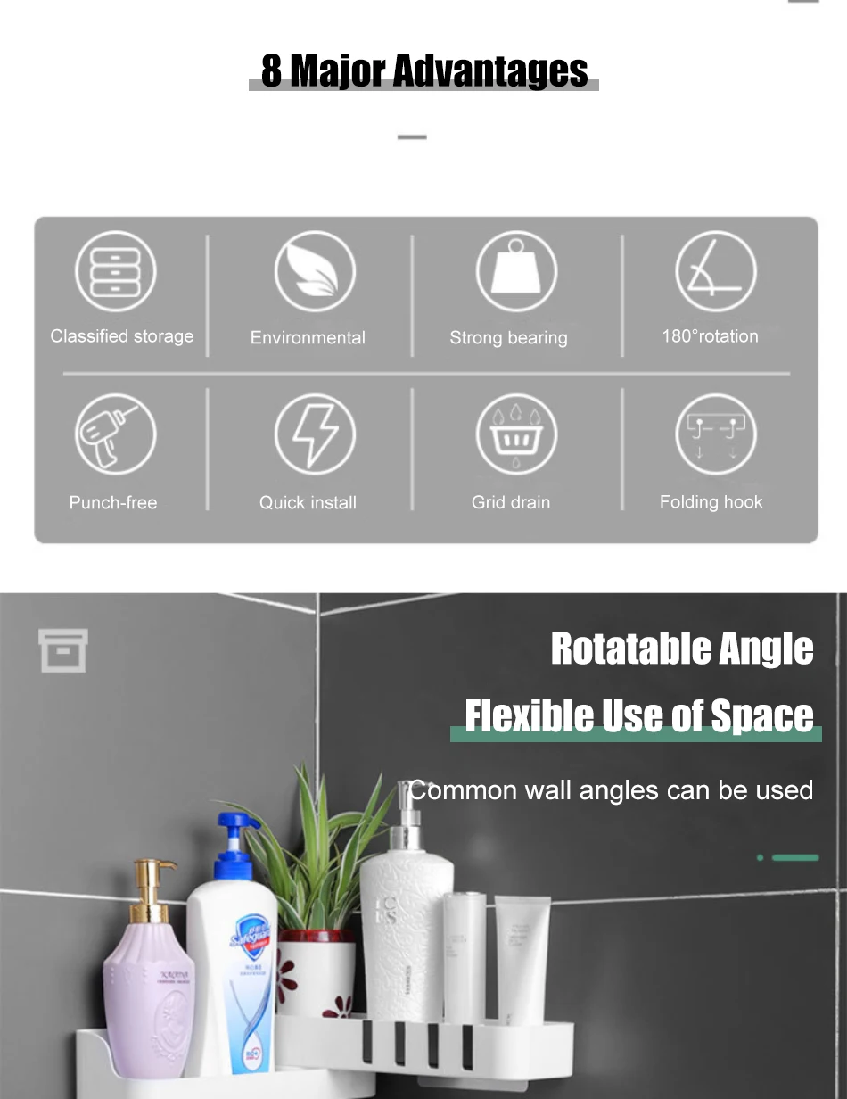 Bathroom Shelf Organizer Rotatable