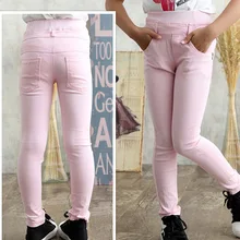 Детская одежда; стиль; осенняя одежда в Корейском стиле; однотонные леггинсы для девочек; Детские обтягивающие повседневные узкие брюки для девочек; спортивные брюки