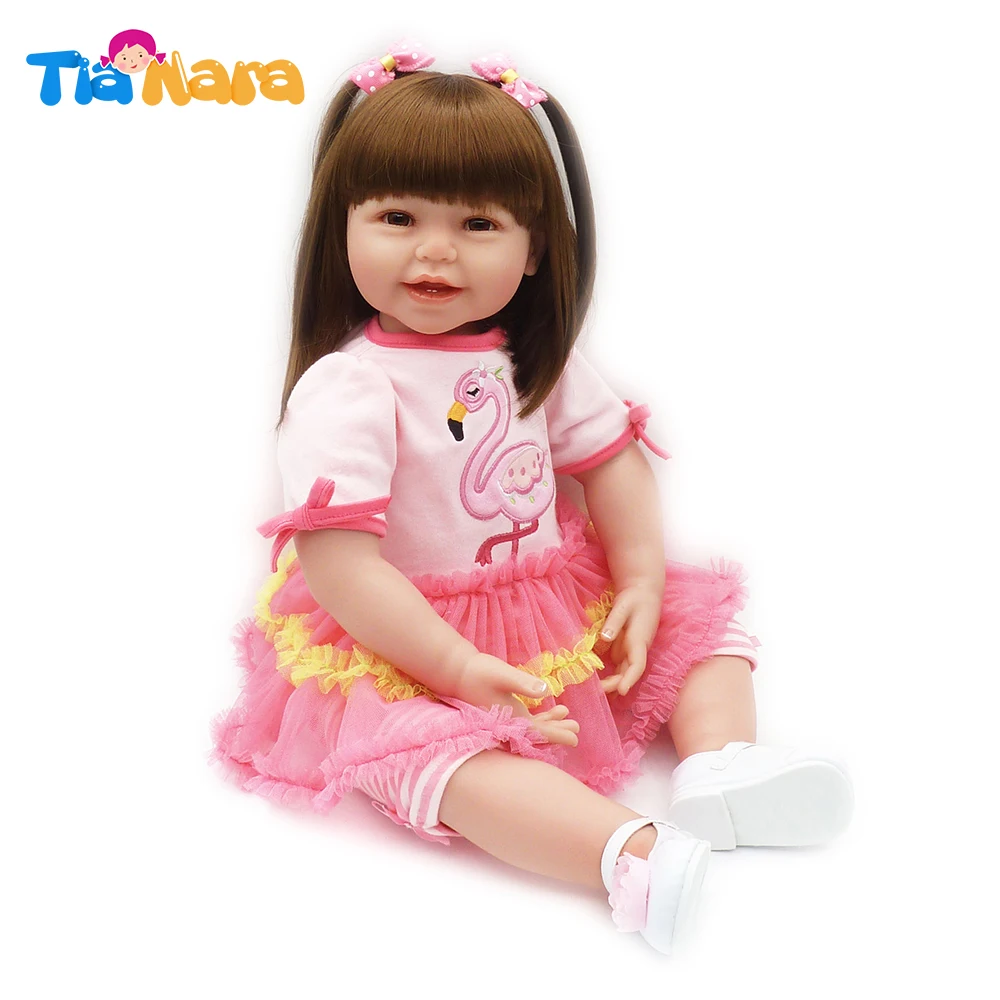 

60cm Reborn Toddler Baby Girl Silicone Vinyl Cotton Body Pink Tutu Dress
