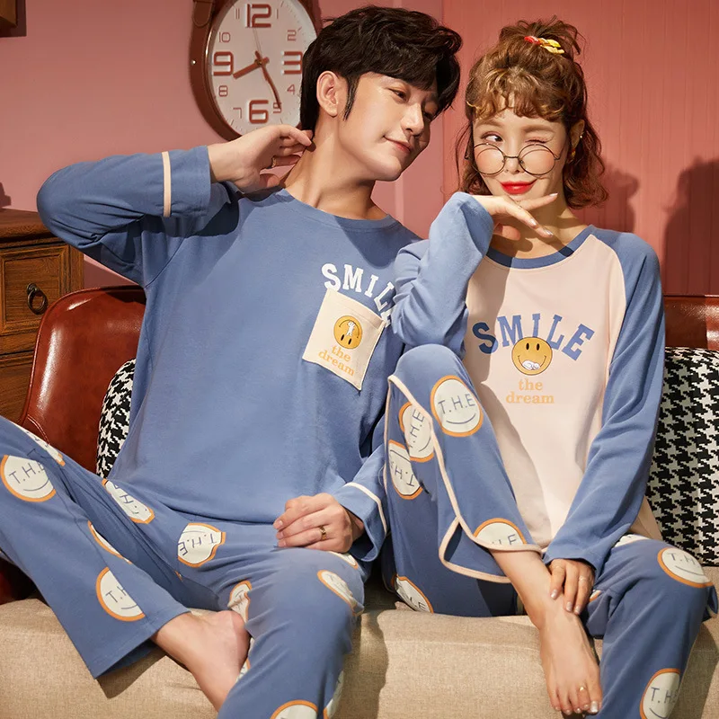 

Couple's Pajamas Autumn Cotton Long Sleeve Home Clothes Can Be Worn Outside The Lovely Two Piece Suit Autumn and Winter Thin