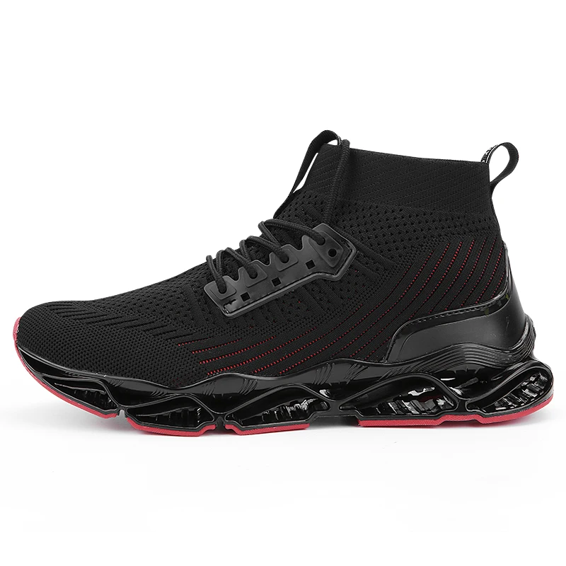 Спортивная обувь для мужчин с высоким берцем; кроссовки с лезвием; амортизация; уличная спортивная обувь; спортивная обувь для бега; мужские кроссовки; Zapatillas - Цвет: A68Black Red