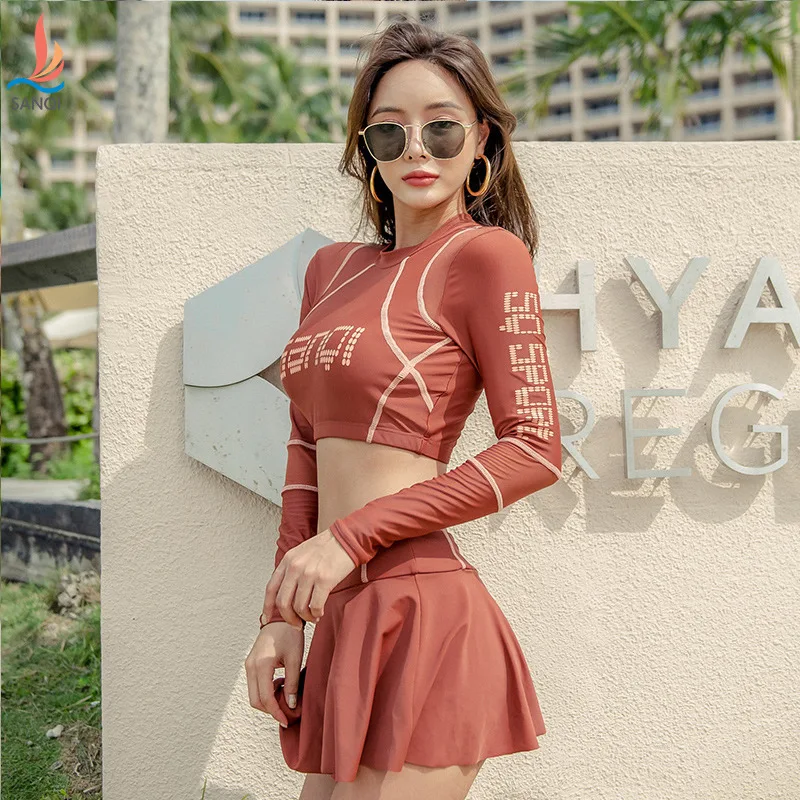

Bathing Suit Women's Split Type Boxers Sexy Small Bust Gathering Large Size South Korea Athletic Swimwear