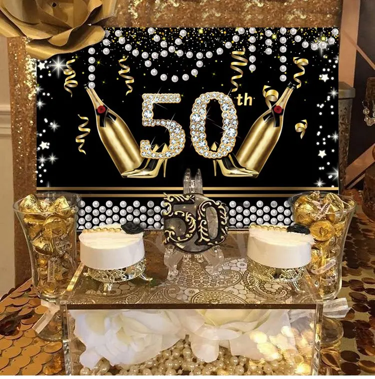 QIFU Blackgold фон с днем рождения 30 40 50 день Рождения Декор для взрослых 30th 40th юбилей 50th вечерние принадлежности