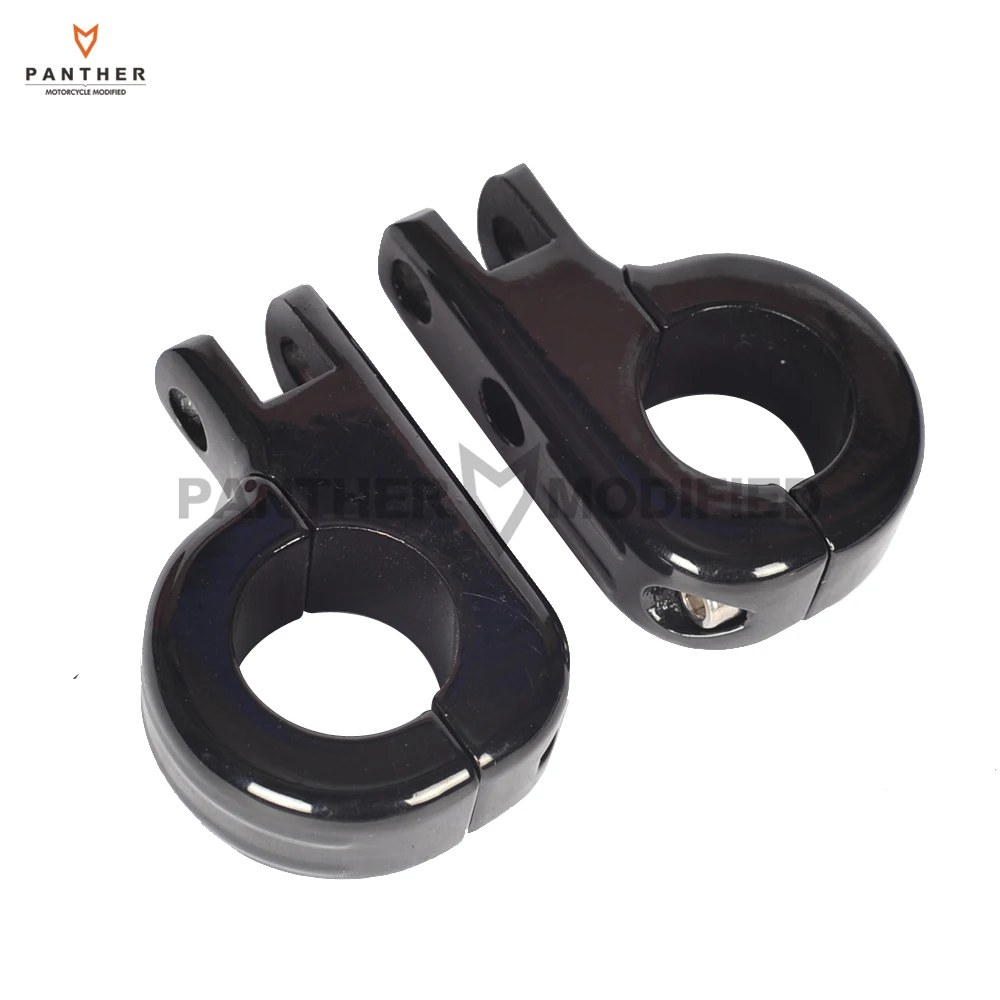 1 пара, подставка для ног для мотоцикла, держатель для ног, P-Clamp, монтажный комплект, Чехол для Harley, защита двигателя, 1 1/4 дюйма, 32 мм, шоссейный бар - Цвет: Black