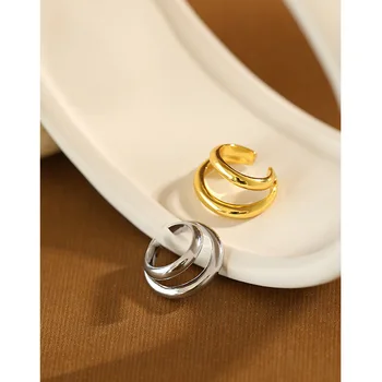 

925 Sterling Silver Clip Earrings 2020 Geometric Double Line Circle Clip On Earrings Women Silver Ear Cuff Earrings Clip Jewelry