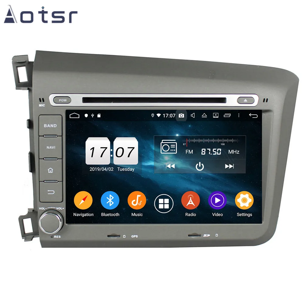 AOTSR Android 9,0 DSP ips gps навигация Carplay автомобильный DVD для Honda Civic 2012- радио плеер Мультимедиа Центральный Контроль Wifi