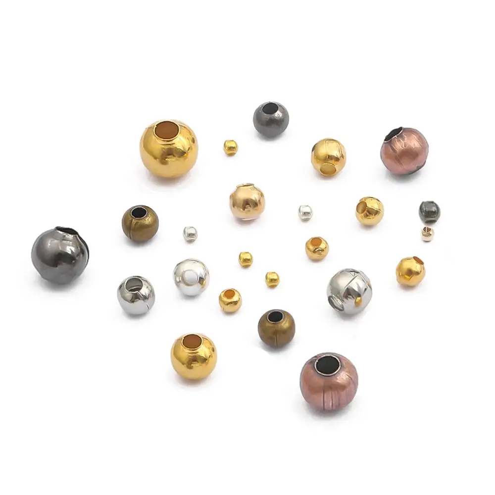 

100-500Pcs/lot Gold Silver Color Round Spacer Beads Ball End Seed Metal Loose Beads For DIY Jewelry Making Findings Accessories