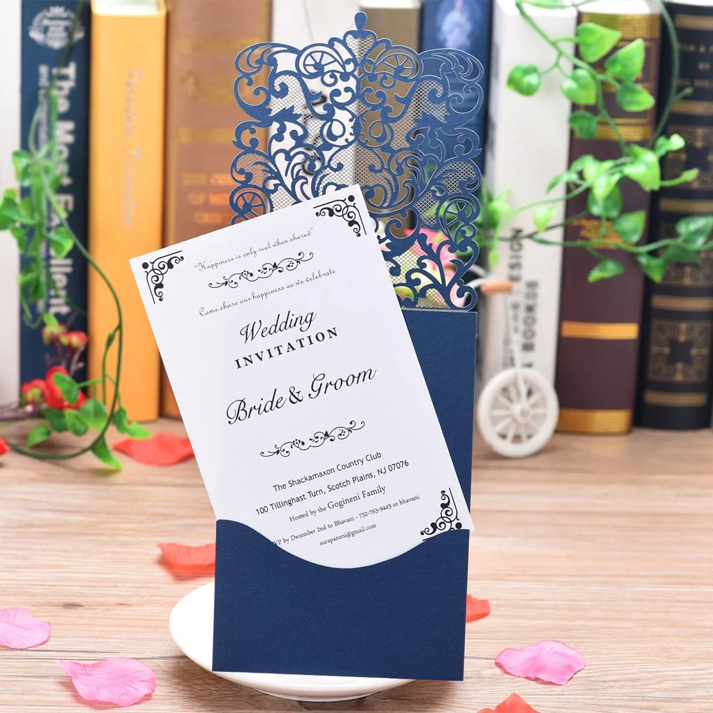  10pcs Hollow Wedding Invitations Card Bridal Shower Engagement Birthday Invite Graduation Card - 4000465379281