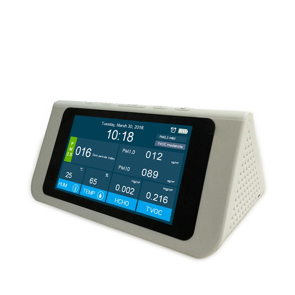 High Accuracy 7" Large Screen PM2.5 PM1.0 PM10 HCHO TVOC AQI Detector Thermometer Hygrometer Air Quality Analyzer