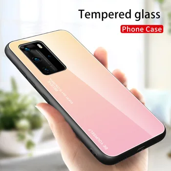 

30pcs Gradient Soft TPU Edge Hard Case Back Tempered Glass Anti-Scratch Cover For Huawei Honor 30 Pro 20 9X V30 Paly 4T Magic 2