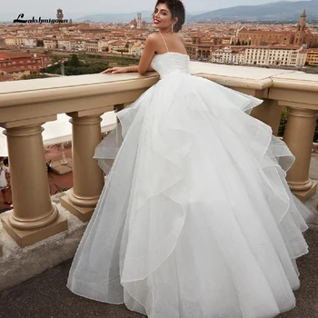 

Chic White Tulle Bridal Gown Wedding Dress Lace Up Back Bestidos 2020 Vintage Plus Size Wedding Gowns Floor Length New Arrival