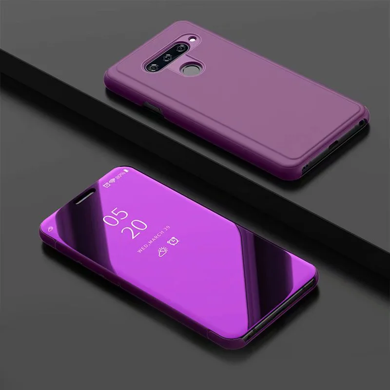 Роскошный зеркальный флип чехол кожаный для телефона LG V40 V30 V50 G8 Q60 k50|Сумки