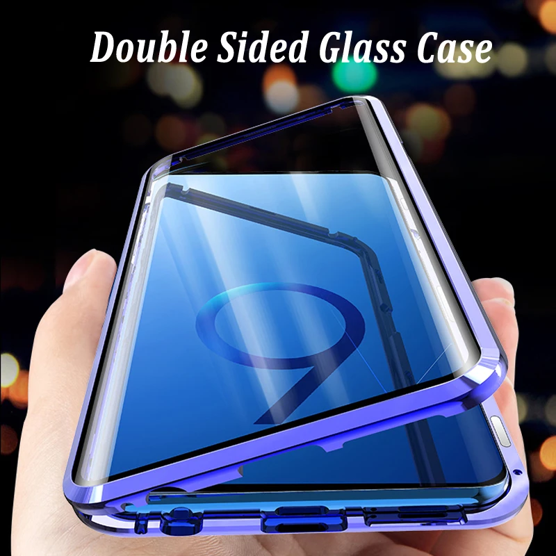 Magnetic Metal Double Glass Case For Huawei P30 Lite Cases Huawei P40 Pro P20 Mate 20 30 Nova 5T 3i 7 SE Y9 Prime 2019 Covers