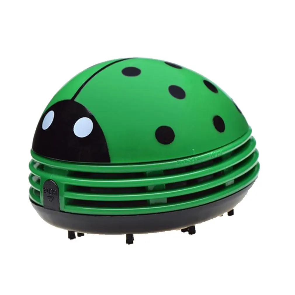 GREEN Tabletop Vaccum Cleaner Ladybug Shaped Portable Corner Desk Vaccum Cleaner Mini Cute Vacuum Cleaner Dust Sweeper - Цвет: GREEN