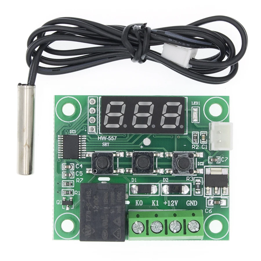 

50PCS W1209 DC 12V heat cool temp thermostat temperature control switch temperature controller thermometer thermo controller
