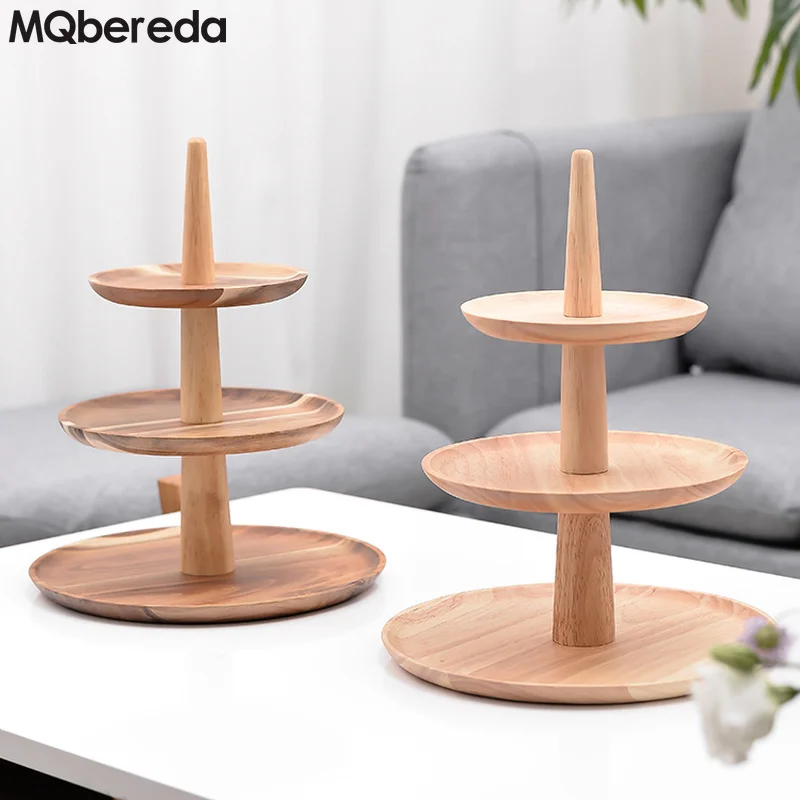 

Solid Wooden Cake Plate Fruit Dessert Serving Trays Creative Wedding Birthday Party Tray Display Serving Platter Plate Set