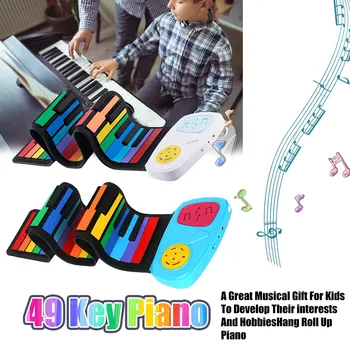 

Flexible Roll Up Electronic Soft Portable 49 Keys Keyboard Piano Gift For Kids Developmental Educational Toys Children Gift